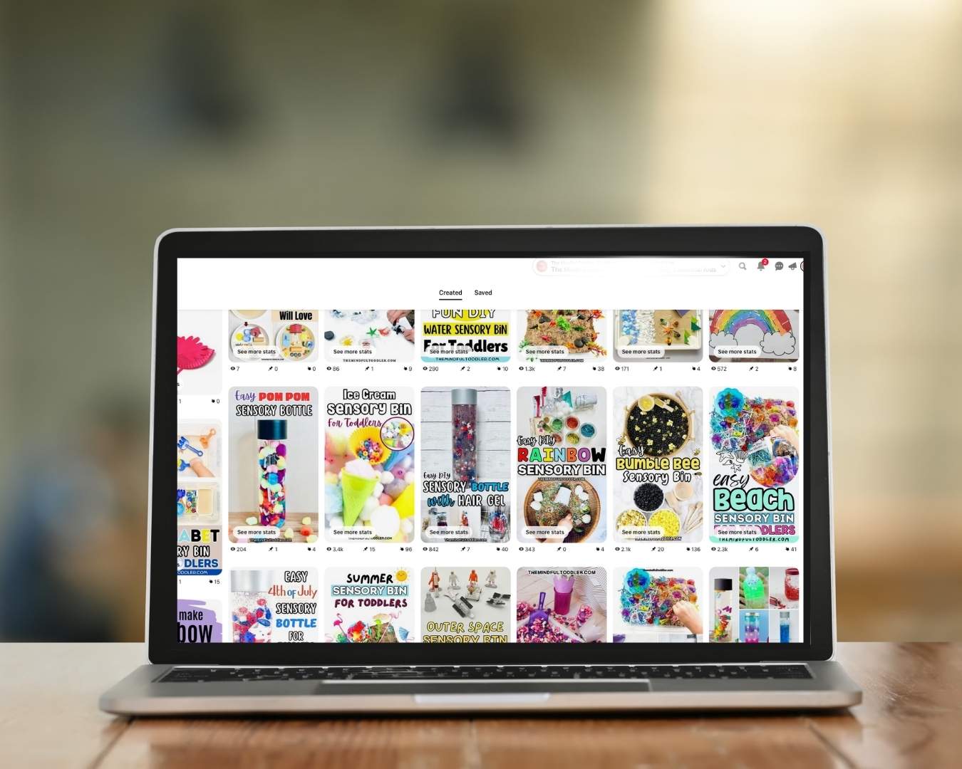 pin blog assist- clients Pinterest profile- desktop view Pinterest ads management. Pinterest pins design