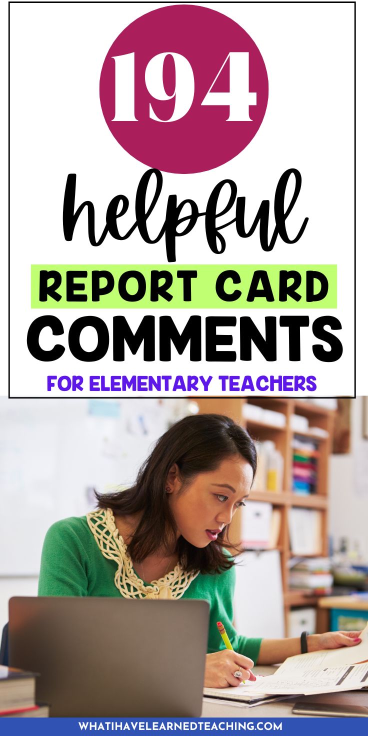 194 Helpful Report Card Comments for Elementary Teachers