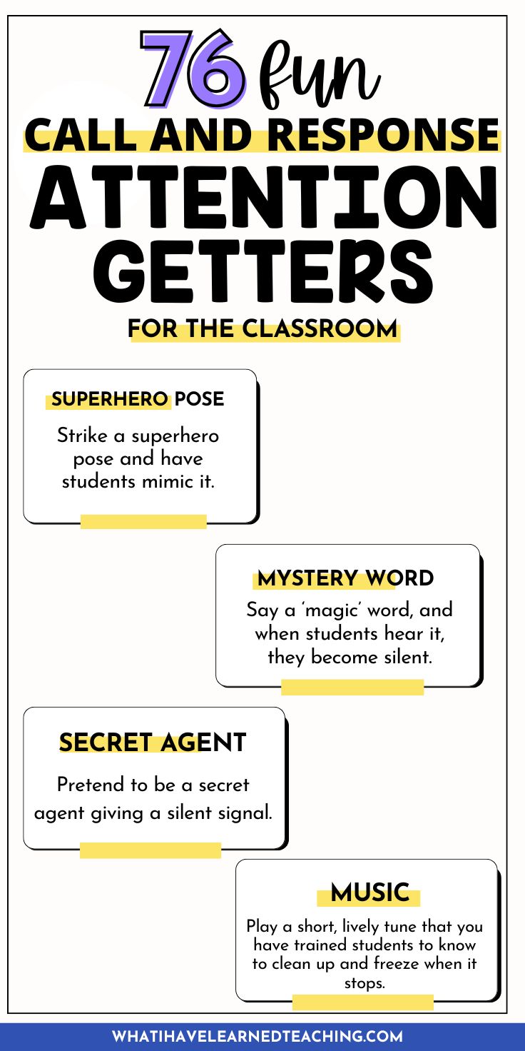 76 Fun Call and Response Attention Getters for the Classroom