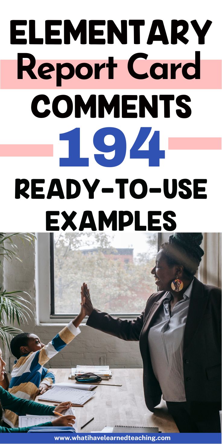 Elementary Report Card Comments 194 Ready to Use Examples