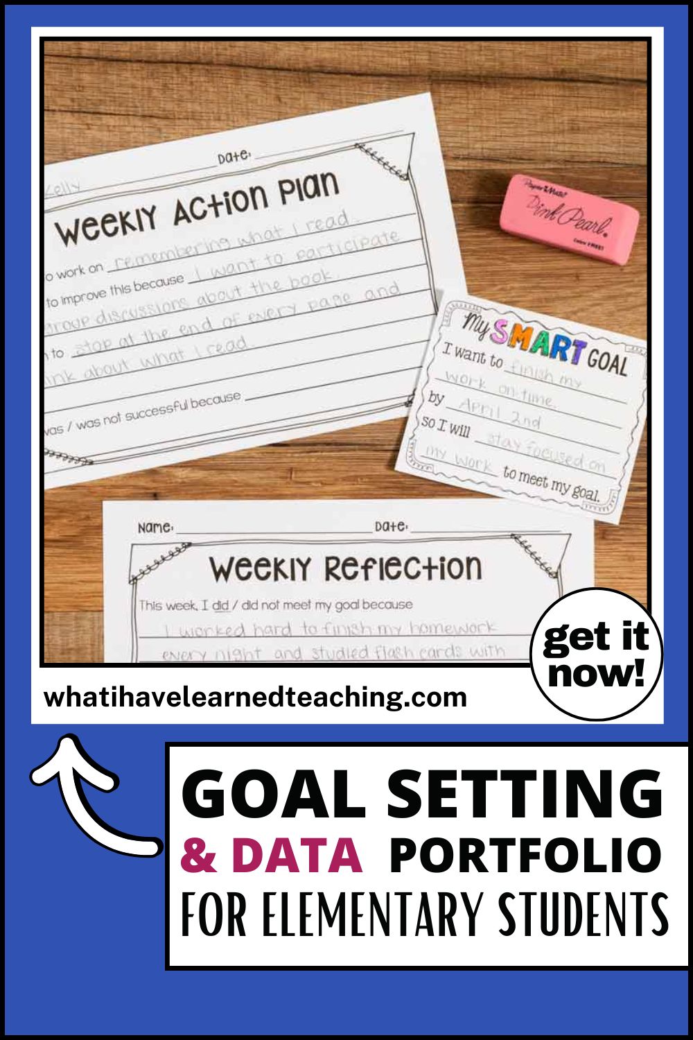 Goal setting & data portfolio for elementary students PIN