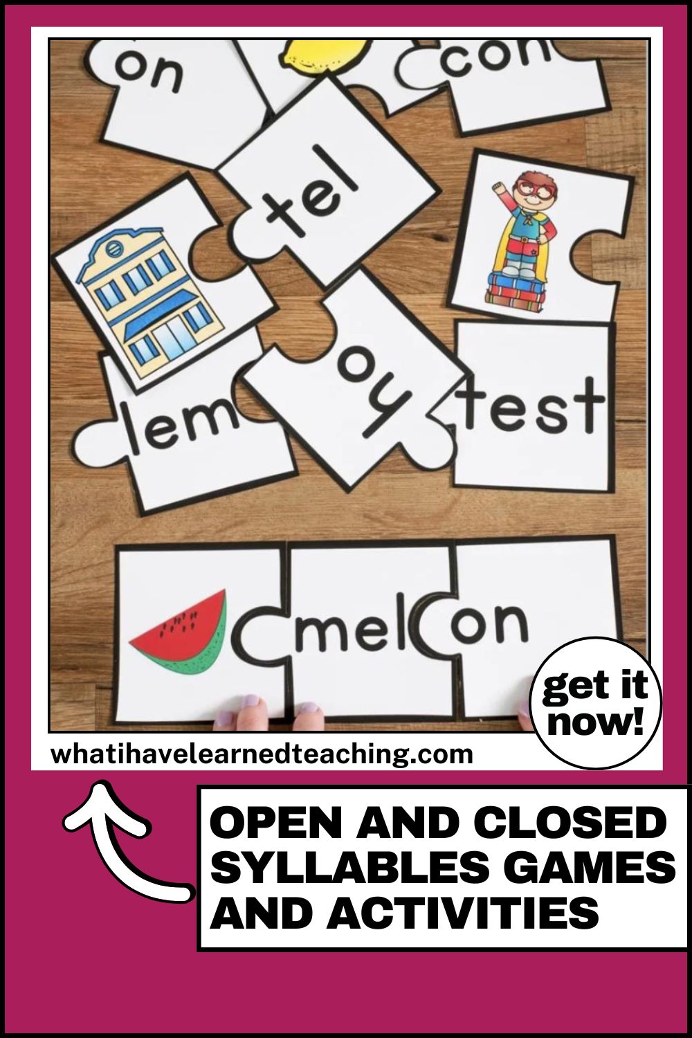 Open and closed syllables games and activities PIN